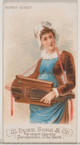 Draailier, uit de serie Muziekinstrumenten N82 voor Duke sigarettenmerk, 1888 door Schumacher and Ettlinger