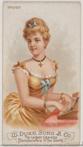 Spinet, uit de serie Muziekinstrumenten N82 voor Duke sigaretten, 1888