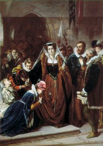 de Koningin Mary 1e Stuart (1542-1587) loopt naar het Schavot