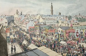 Tekening van Glasgow Fair, uit The Glasgow Looking Glass, 1825 door Scottish School