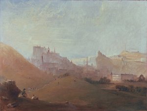 Edinburgh, vanaf St. Anthonys Chapel, Arthurs Seat, c.1830-36 door Scottish School