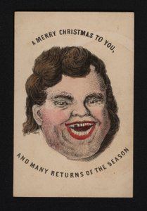 Gezicht van een lachende man, kerstkaart, eind 19e eeuw door Scottish School
