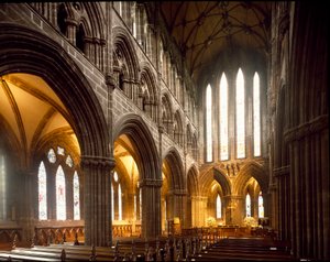 Gotische kunst: interieur van de kathedraal van Glasgow door Scottish School