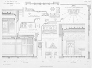 Interieur decoratieve details van Holmwood, Glasgow (gravure) door Scottish School