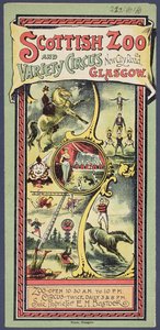 Publiciteitsfolder voor de Scottish Zoo and Variety Circus, ca. 1890
