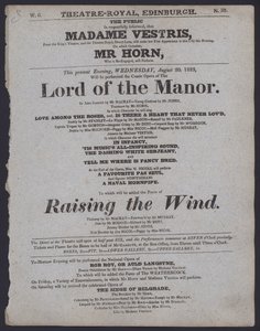 Theaterprogramma voor het Theatre Royal, Edinburgh, 20 augustus 1823 door Scottish School