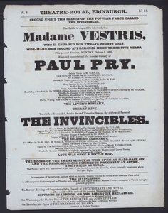 Theaterprogramma voor het Theatre Royal, Edinburgh, 5 oktober 1829 door Scottish School
