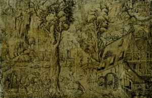 Landschap met windmolens door Sebald Baumhauer