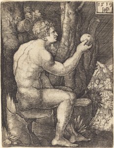Adam Zittend door Sebald Beham