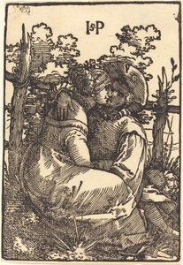 Liefhebbers bij een hek door Sebald Beham