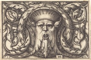 Ornament met een Masker door Sebald Beham