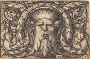 Ornament met een masker door Sebald Beham