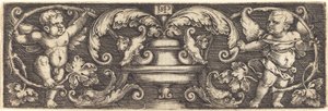 Ornament met een Vaas tussen Twee Genii door Sebald Beham