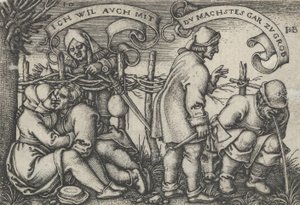 Boeren achter de heg, uit Het boerenfeest of de twaalf maanden door Sebald Beham