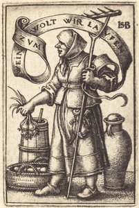 De Markt Vrouw [rechts] door Sebald Beham