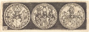 Drie Medailles met Wapenschilden door Sebald Beham