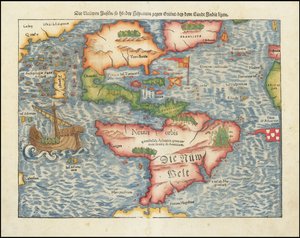 1561 kaart van Amerika door Sebastian Münster door Sebastian Munster