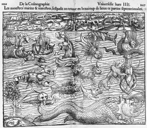 Zee- en landmonsters, illustratie uit Cosmographia Universalis, door Sebastian Munster (1489-1552)