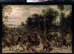 Cavalerieaanval, ca. 1615 door Sebastian Vrancx