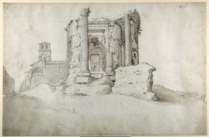 Ruïnes van de Tempel van de Tiburtijnse Sibylle in Tivoli door Sebastian Vrancx