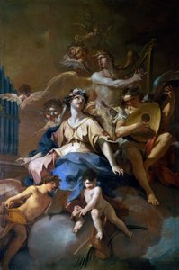 Glorie van St. Cecilia met muzikale engelen, c.1720 door Sebastiano Galeotti