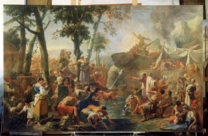 Mozes die Water uit de Rots Slaat door Sebastiano Ricci