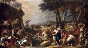 Mozes laat water uit de rots stromen, 1725-26 door Sebastiano Ricci