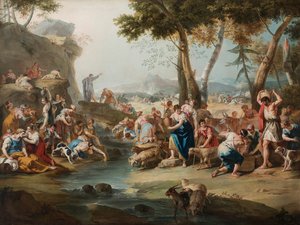 Mozes slaat op de rots door Sebastiano Ricci