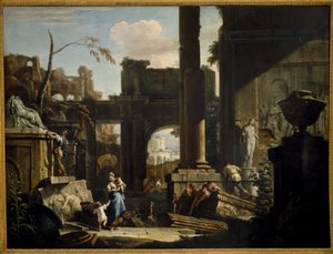 Perspectief van ruïnes met figuren, 1720s
