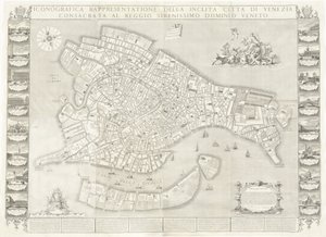 Iconografische Weergave van de Illustere Stad Venetië door Sebastiano Ricci, Lodovico Ughi, Giovanni Antonio Faldoni for the map, with Francesco Zucchi
