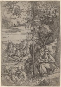 Landschap met de Rust tijdens de Vlucht naar Egypte door Sebastiano de Valentinis