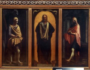 Christus met twee heiligen