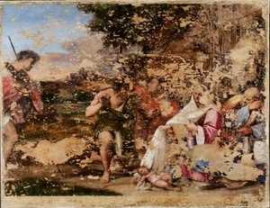 Aanbidding van de herders (na reiniging, voor restauratie) 1510 door Sebastiano del Piombo