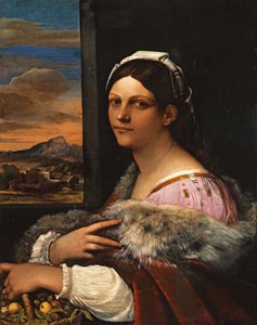 Portret van een jonge Romeinse vrouw door Sebastiano del Piombo