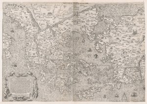Speculum Romanae Magnificentiae: Kaart van Griekenland, midden 16e eeuw