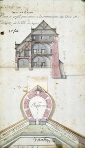 Plan en doorsnede van de torens van de stad Seyne, door Vauban, 10 oktober