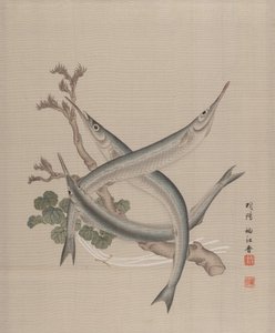 Drie vissen en een tak, ca. 1890-92