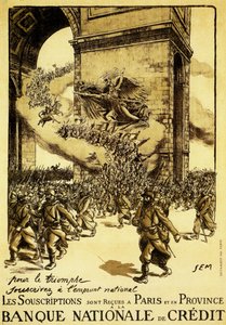 Politieke Poster. Frankrijk. 1917. In naam van de overwinning, steun de nationale lening. door Sem (1863 1934)