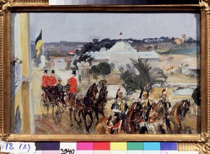 Victor Emmanuel III van Savoye, koning van Italië, bezoekt de Internationale Tentoonstelling van Rome in 1911 door Semen Gavriilovich Nikiforov