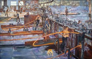 De warmwalserij van de "Rode Nagelmaker" fabriek in Leningrad