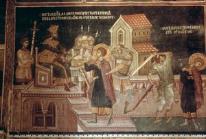 Het martelaarschap van St. George, 1335-48 door Serbian School