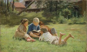 Kinderen, 1890s door Sergei Arsenevich Vinogradov