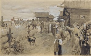 Jacht met Borzois, 1907 door Sergei Arsenevich Vinogradov