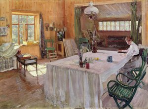 In het Huis van de Kunstenaar Konstantin Korovin (1861-1939) 1907 door Sergei Arsenevich Vinogradov