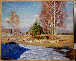 Lente landschap door Sergei Arsenevich Vinogradov
