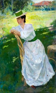 Portret van een vrouw door Sergei Arsenevich Vinogradov