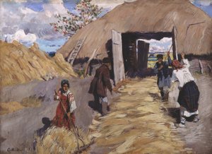 Het dorsen, 1916 door Sergei Arsenevich Vinogradov