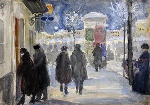 Straat in Moskou door Sergei Arsenevich Vinogradov