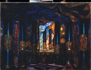 Decor voor het toneelstuk "Aan de andere kant van het leven" van Jacinto Benavente door Sergei Yurevich Sudeikin