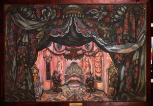 Decor voor het toneelstuk "Het huwelijk van Figaro" van Pierre Augustin Caron de Beaumarchais